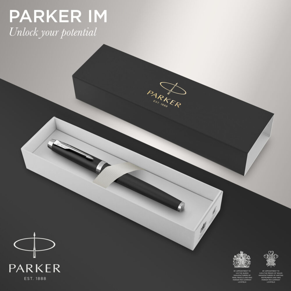 Parker IM | Essential | Matte Black Chrome Trim Rollerball Pen | RB ...