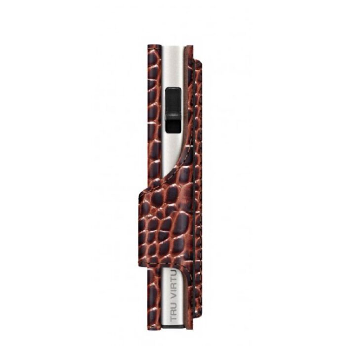 Tru Virtu Wallet Click & Slide Croco Brown Coin Pocket/Silver - Beste