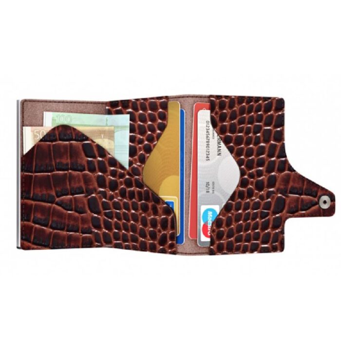 Tru Virtu Wallet Click & Slide Croco Brown Coin Pocket/Silver - Beste