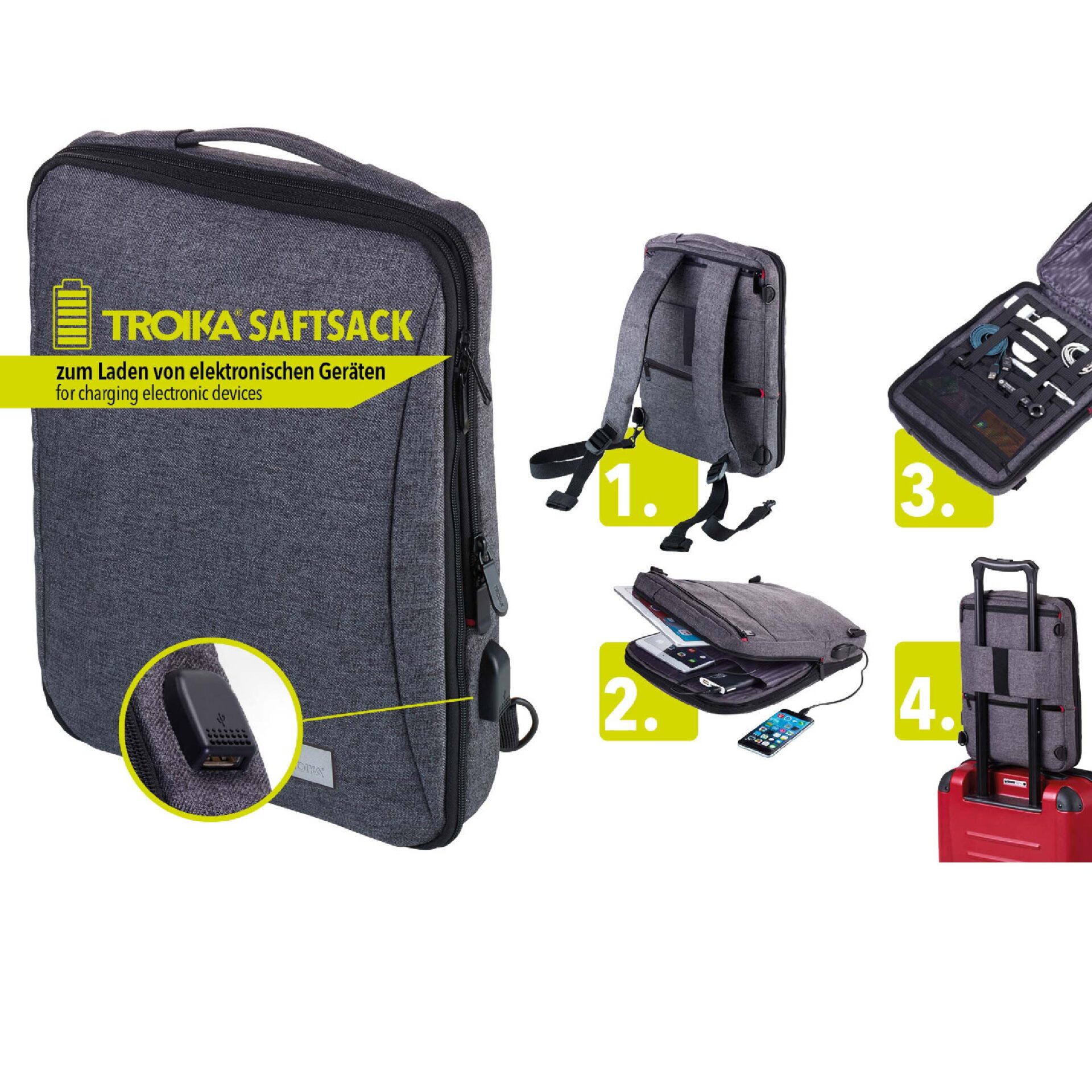Troika Backpack Business Saftsack Anthracite Black RUC70GY_4