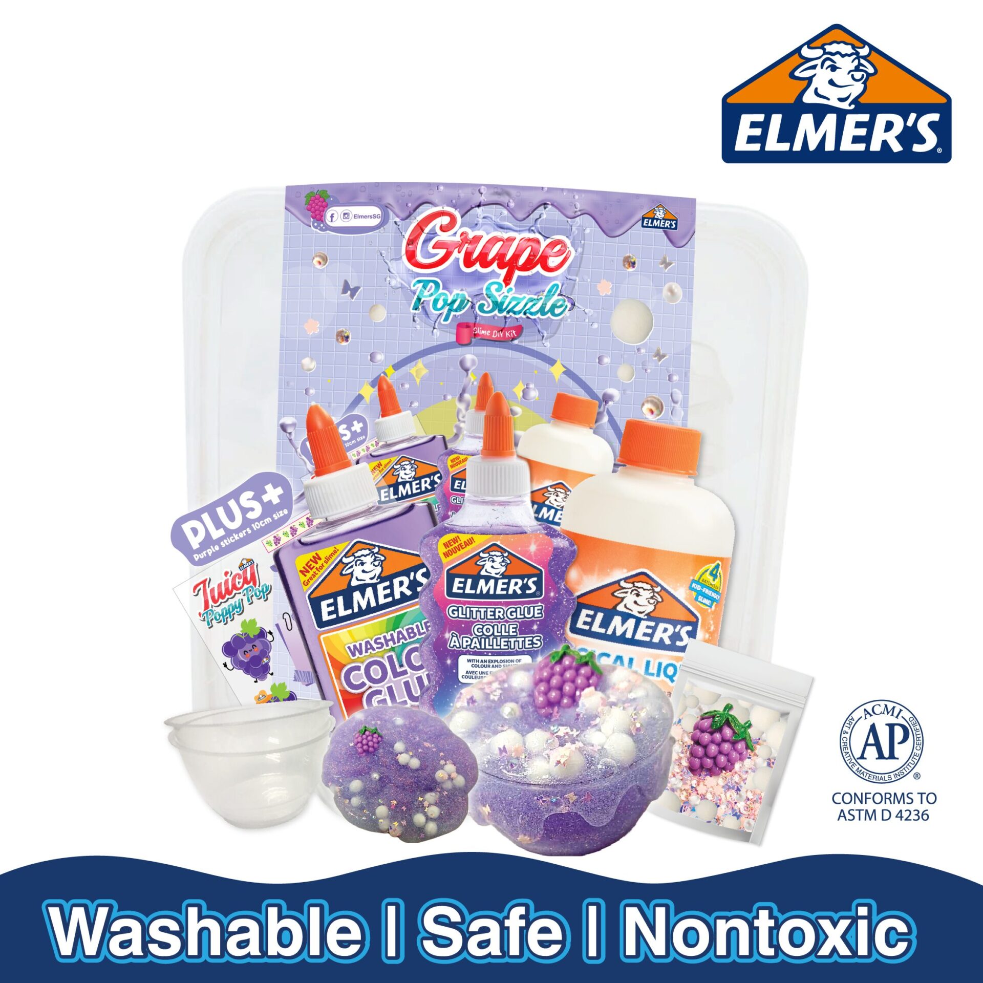 Elmer's grape pop sizzle DIY Slime